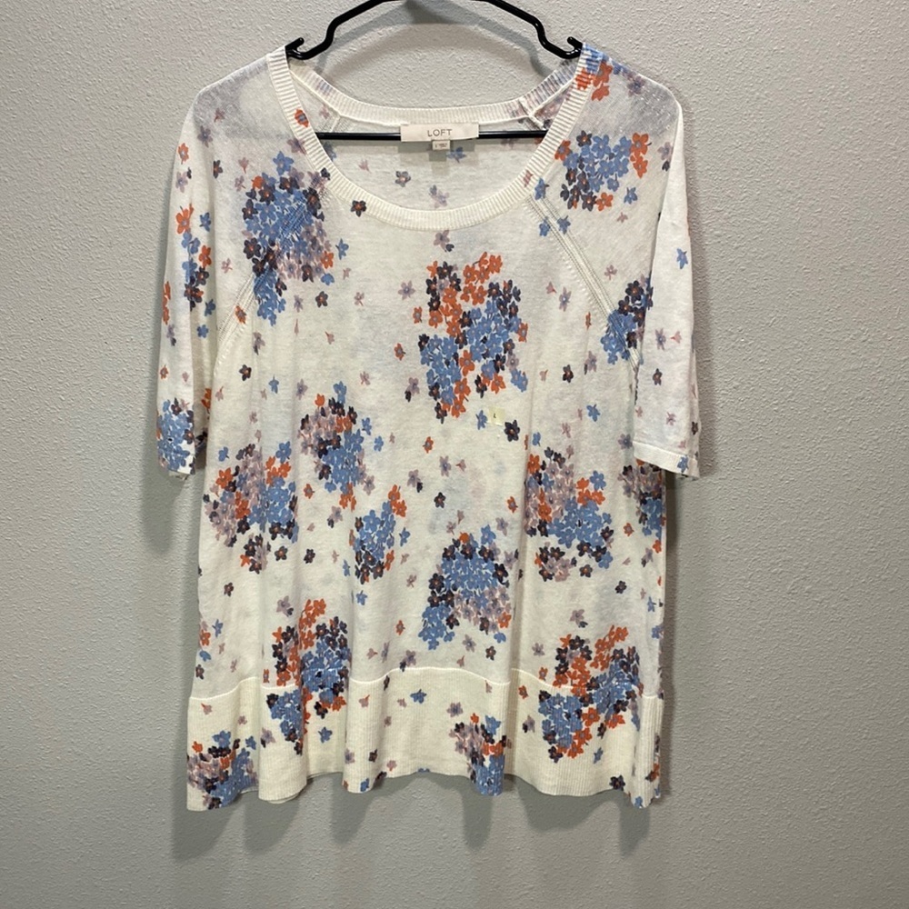 Loft‎ floral short sleeve sweater NWOT